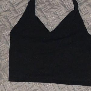 Black halter crop top